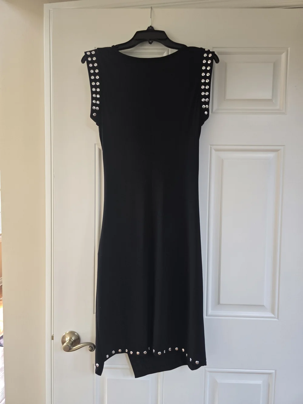 Michael Kors Black Midi Dress with Silver Stud Trim